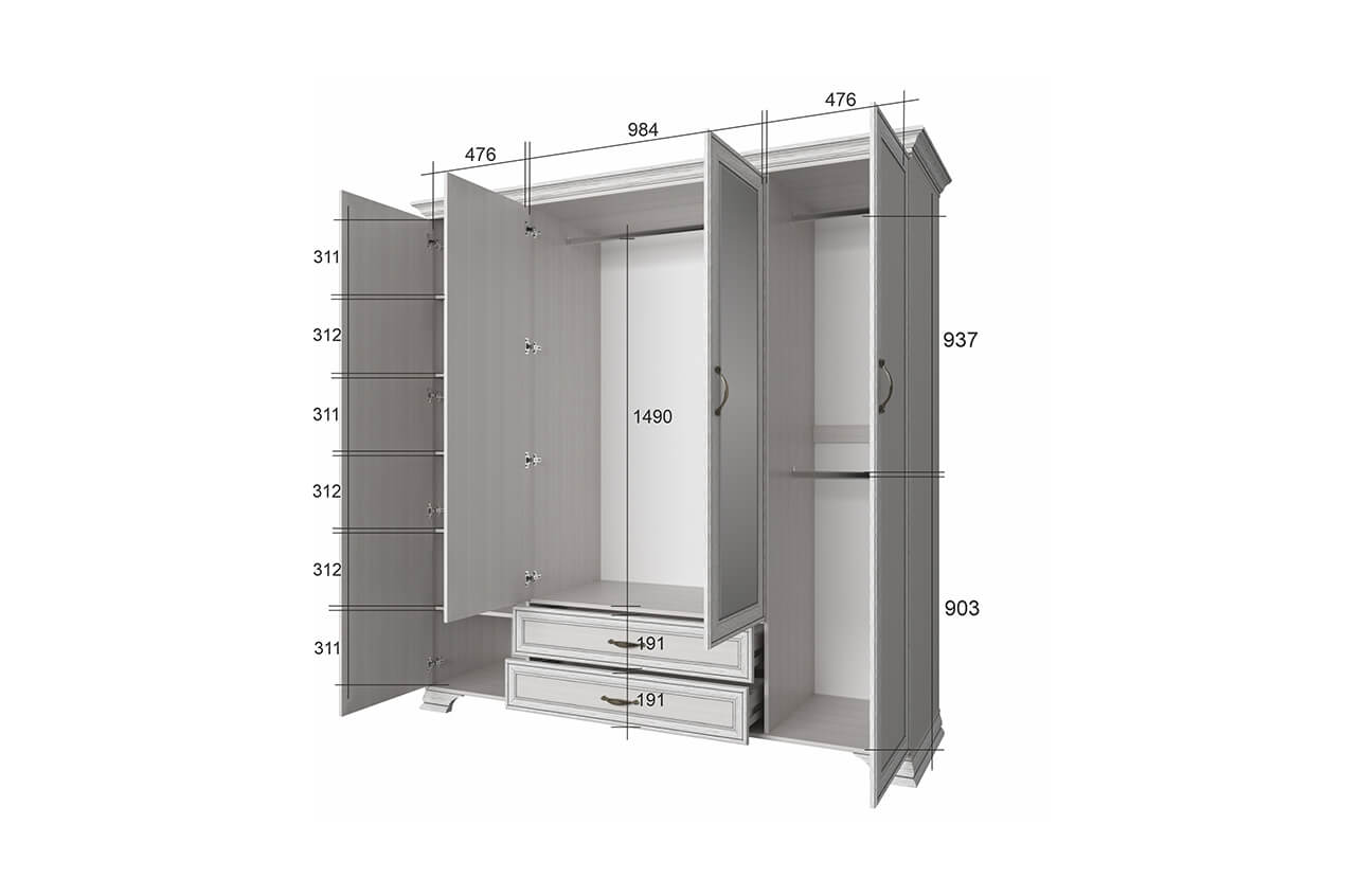 картинка Шкаф 4D2SZ от магазина Ясень